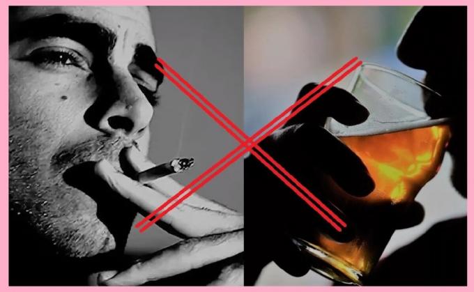 habitudes de limite mauvais (fumer des cigarettes et des boissons contenant de l'alcool)